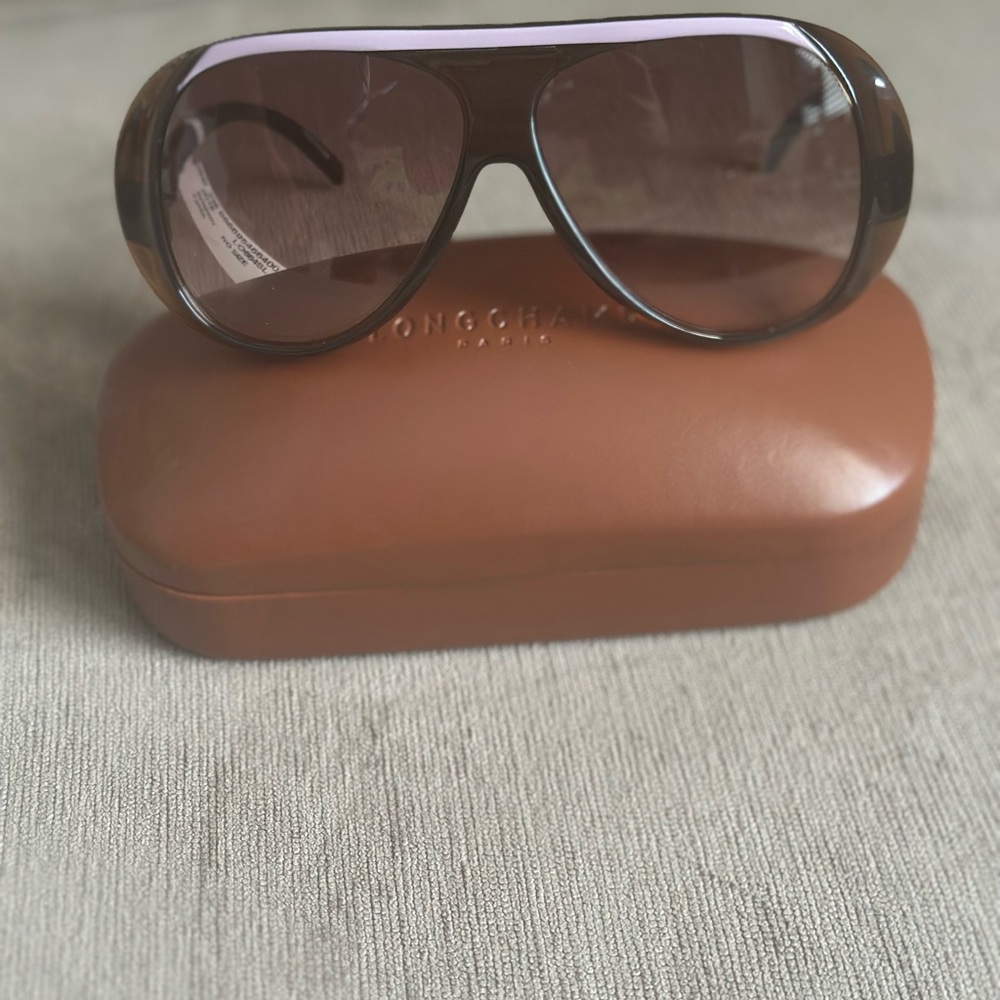 Longchamp Dark Brown Sunglasses w purple trim